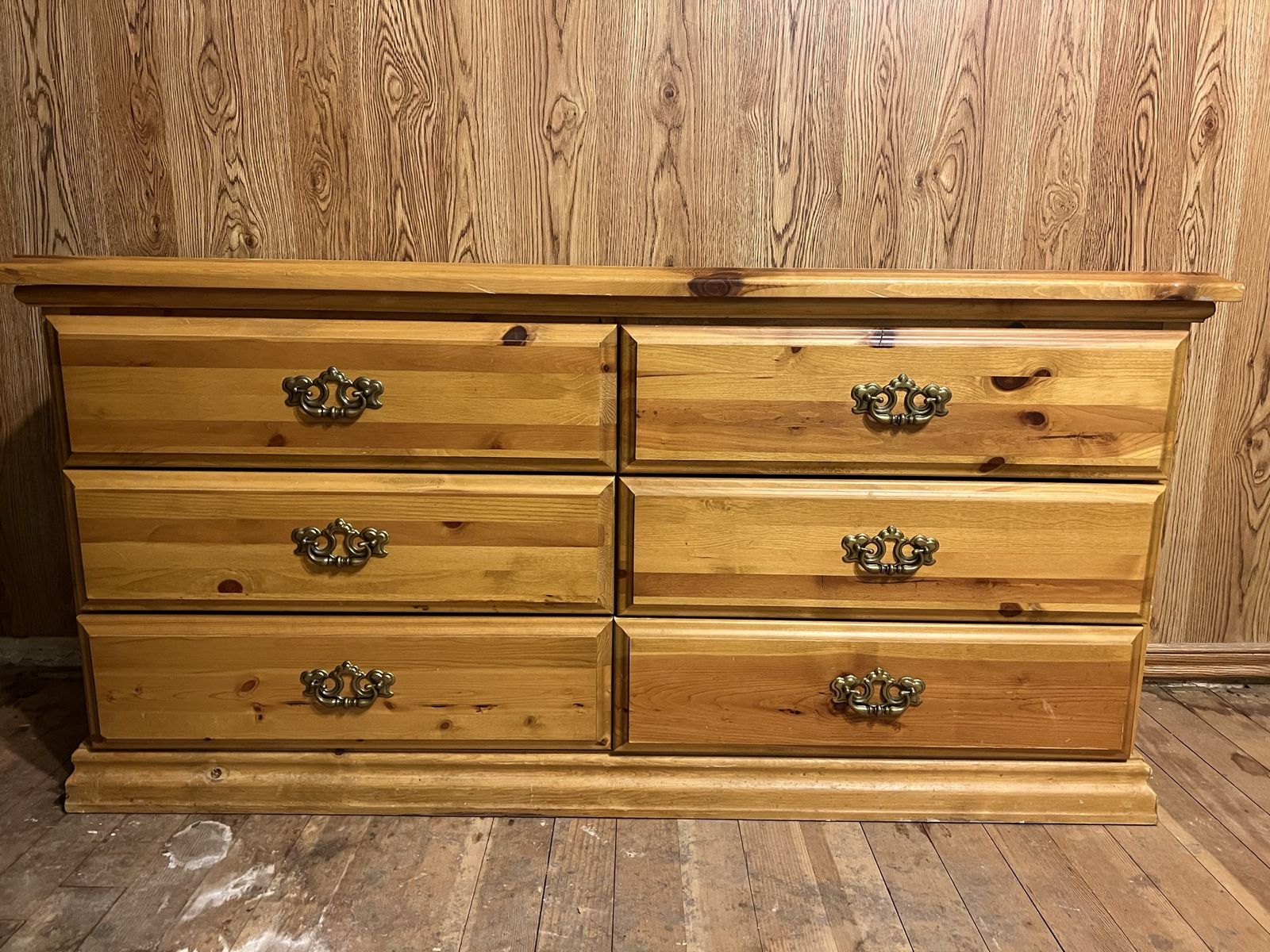 Solid knotty pine dresser and night stand