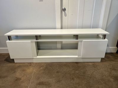 New White TV Stand Entertainment Center Fireplace Insert