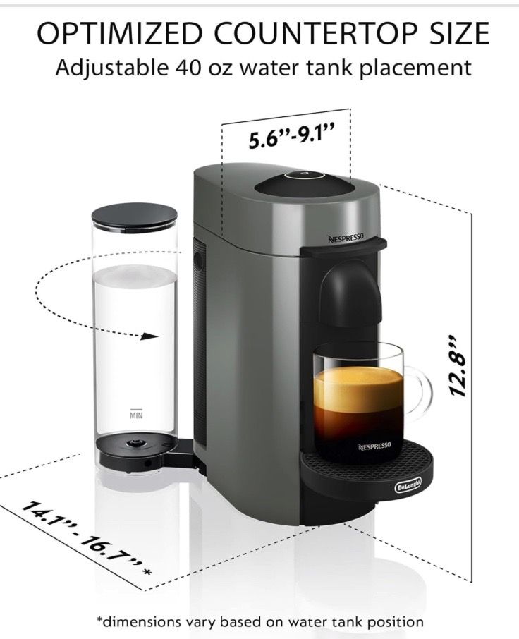 De'Longhi Nespresso Vertuo Plus Coffee and Espresso Maker by De'Longhi, Grey