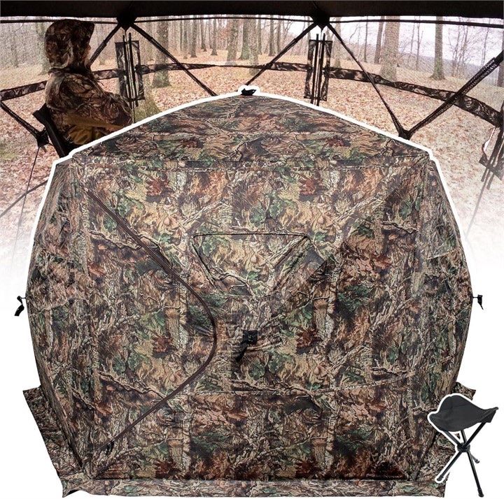 BRAND NEW Pop-Up Ground Hunting Blind with See-Through Mesh + Stool