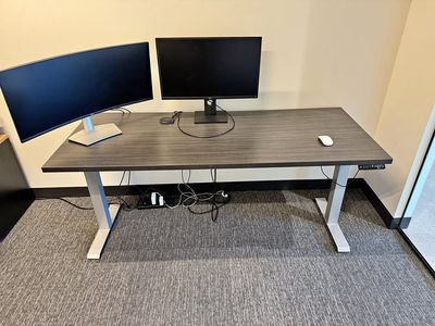 15 Electric Standing Desks – 68" Driftwood Tops – Bulk Office Setup
