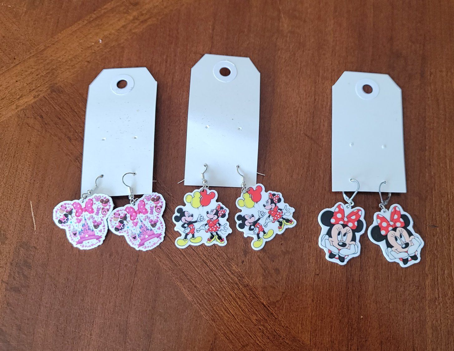 3 Pairs Disney Mickey Minnie Mouse Earrings
