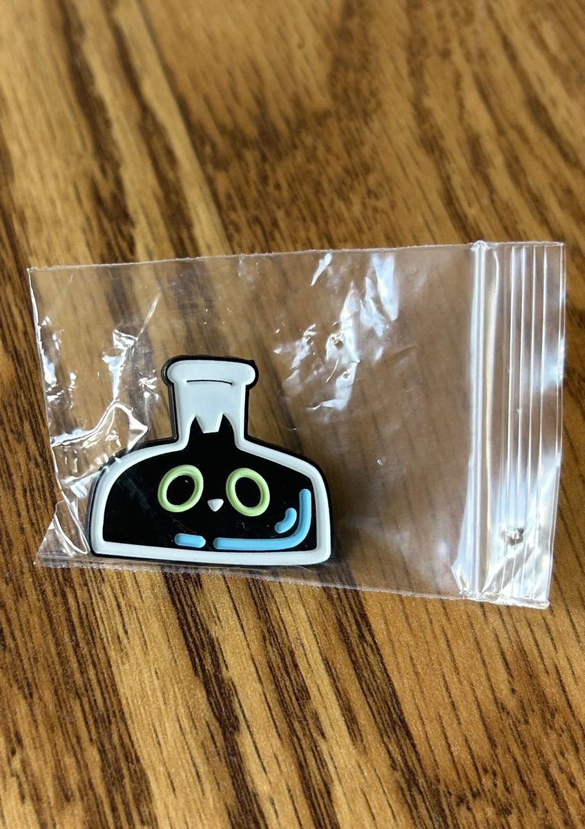 Cute Black Cat in Beaker Enamel Pin - Adorable Animal Chemistry Lapel Brooch