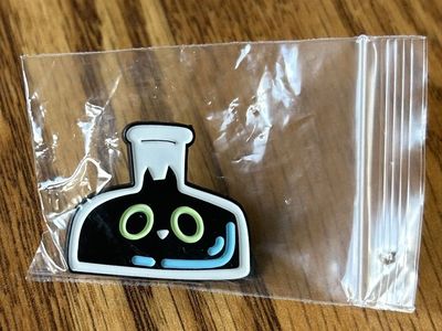 Cute Black Cat in Beaker Enamel Pin - Adorable Animal Chemistry Lapel Brooch