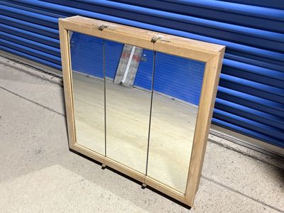 Wood 3-Mirror Bathroom Vanity Medicine Cabinet