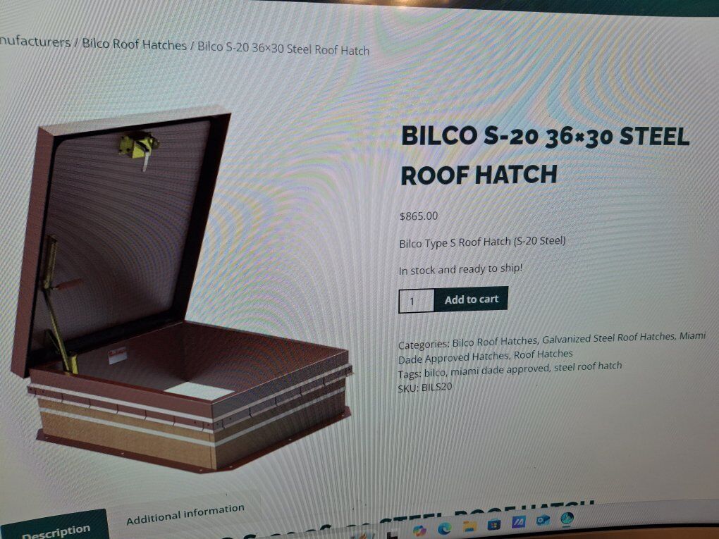Bilco S-20 36"x30" steel roof hatch 2082266366
