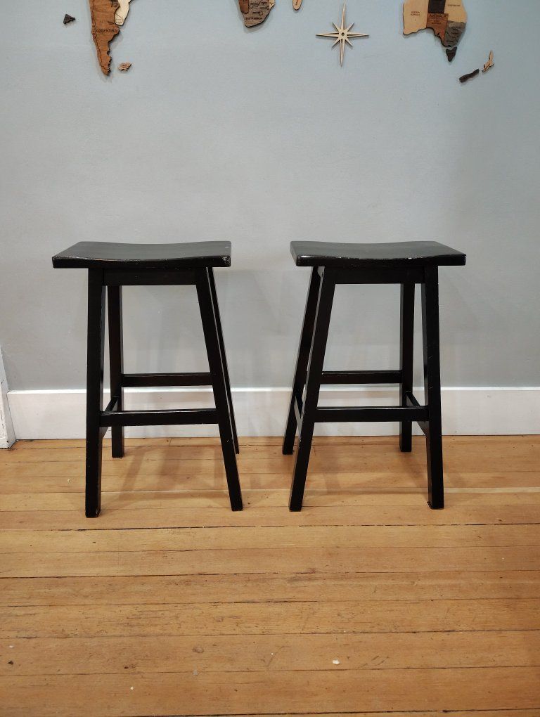 Two Black 29" Bar Stools