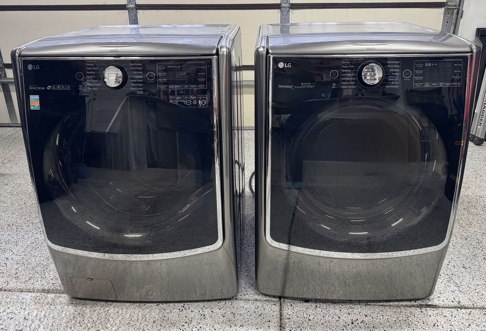 LG Large Electirc Washer Dryer Set with TurboWash/Steam, Stainless Steel