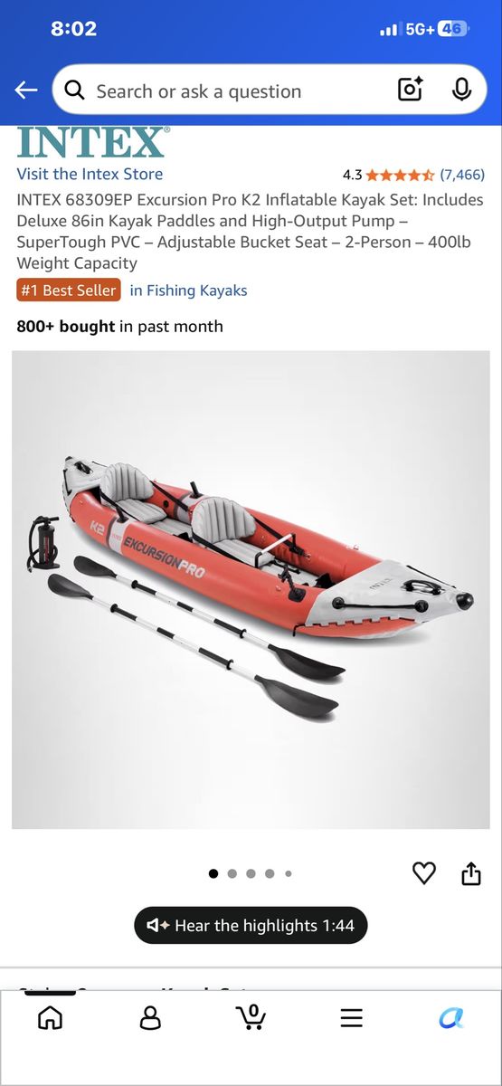 Inflatable two person kayak