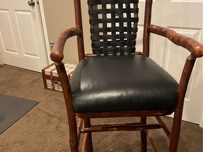 Barstool Wood Leather Natural Branch Bar Stools