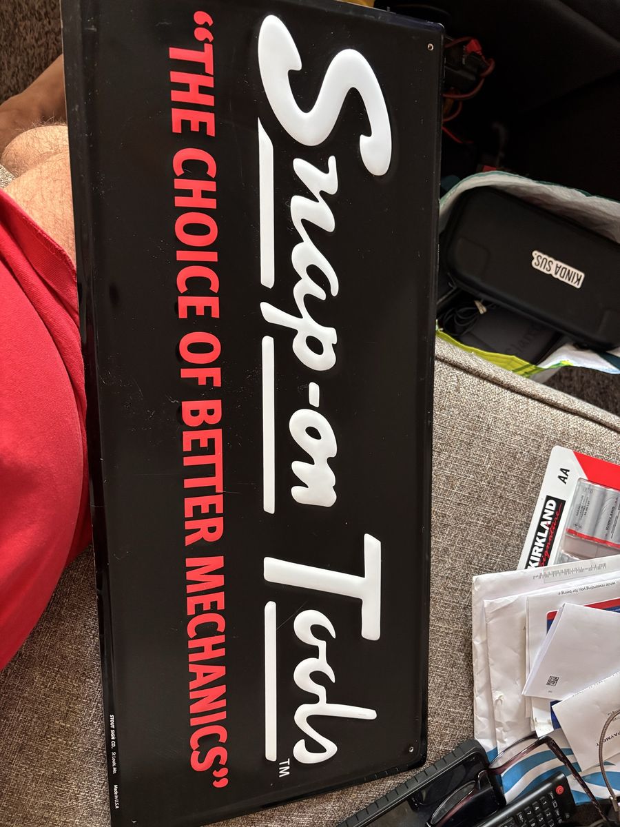 Nice, like new snap on " Metal Sign - Vintage Style Garage Decor