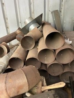 6" stove pipe, heavy wall, 90s, "T"s, caps,