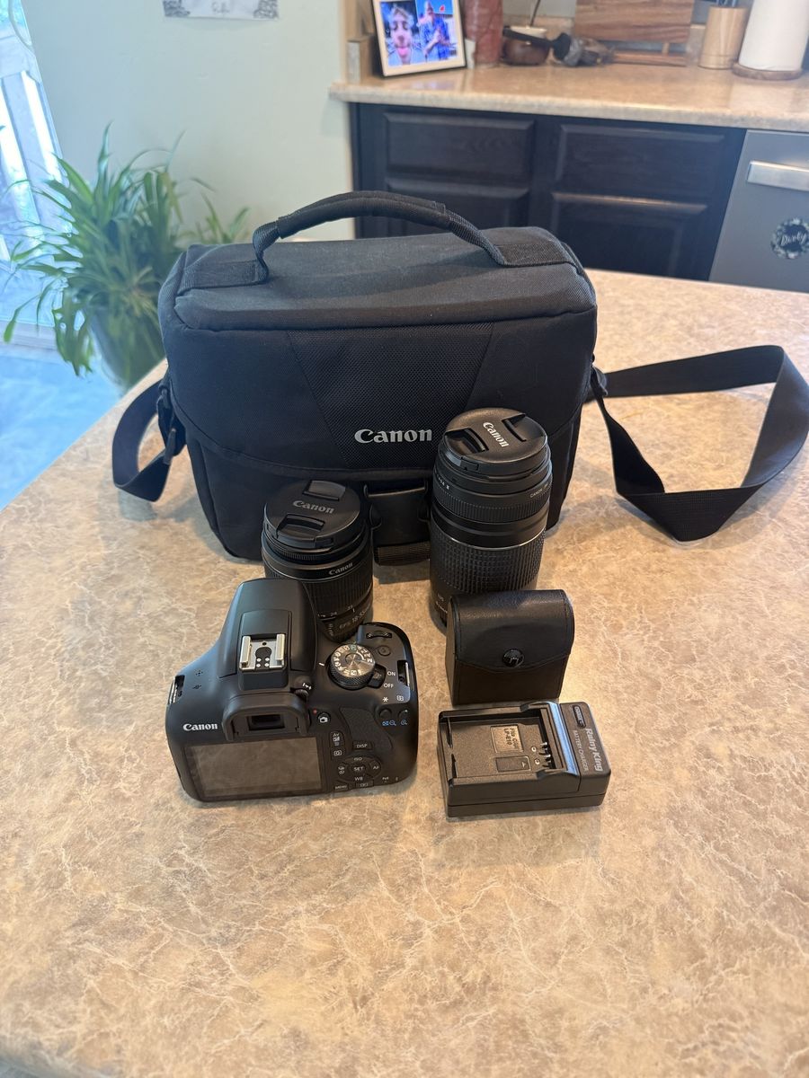 Canon DSLR Camera Bundle with Two Lenses, Charger, and Bag