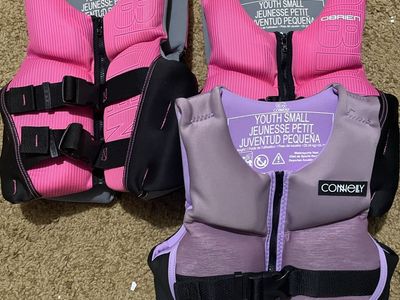 3 Youth Small Life Vests (55-75 lbs)