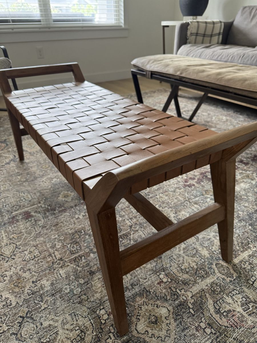Four Hands Genuine Leather Bench - Lightly Used