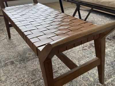 Four Hands Genuine Leather Bench - Lightly Used