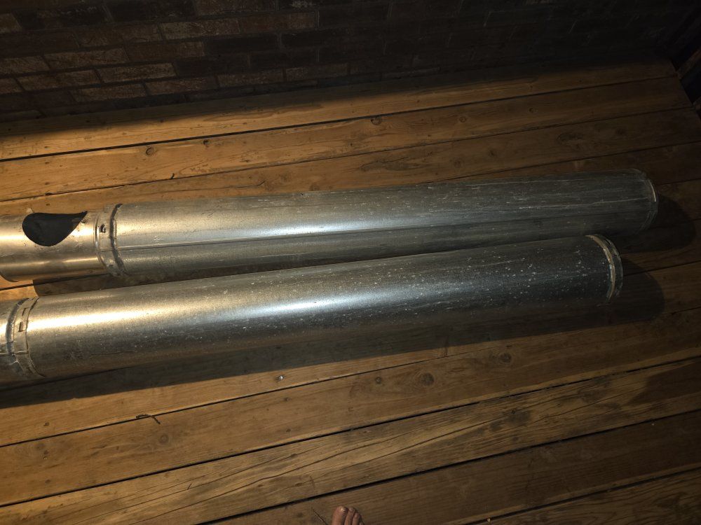 Used Stove Pipe Sections - class b gas vent 7" diameter, two 6 foot pieces and one 4 foot piece