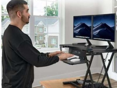 VersaDesk Power Pro Electric Sit-Stand Desk Converter, Black - Dual Monitor Compatible