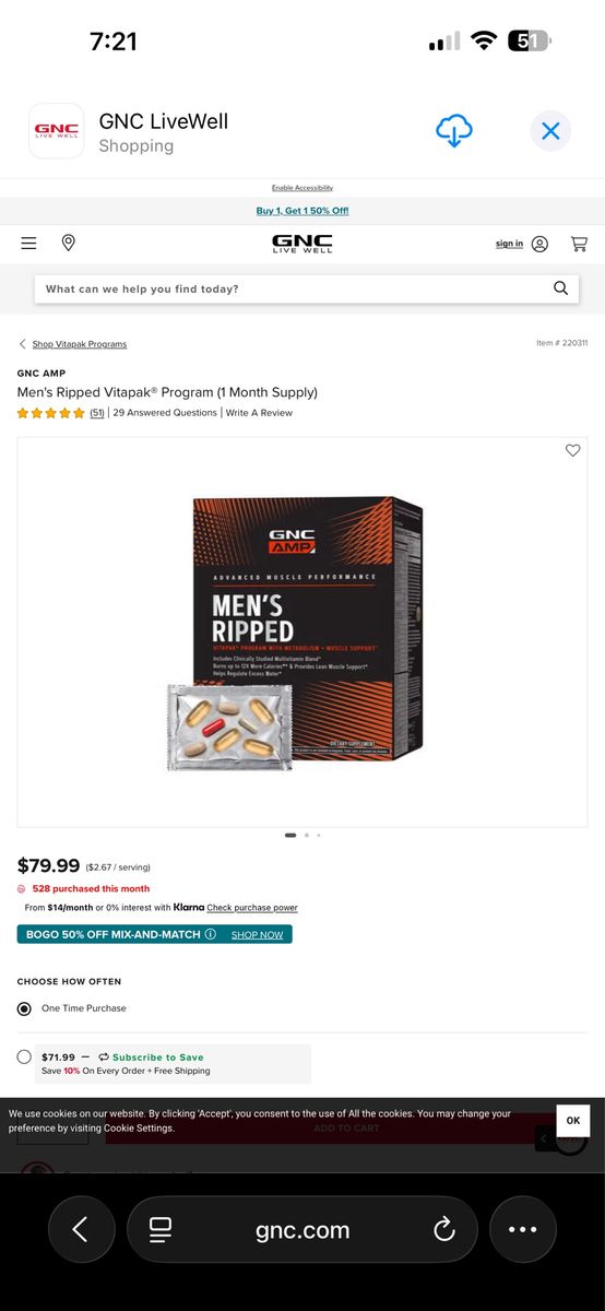 GNC Men's Ripped Vitapak® Supplements