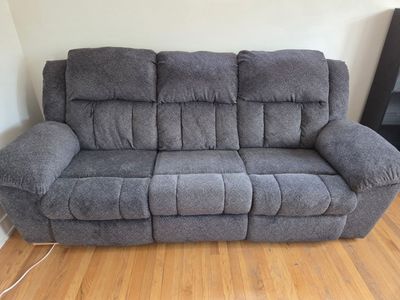 Gray Fabric Reclining Sofa, Used