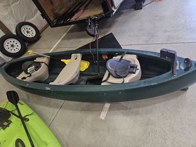 lifetime 3 person canoe and minn kota trolling motor. motor used one time at causey reservoir.