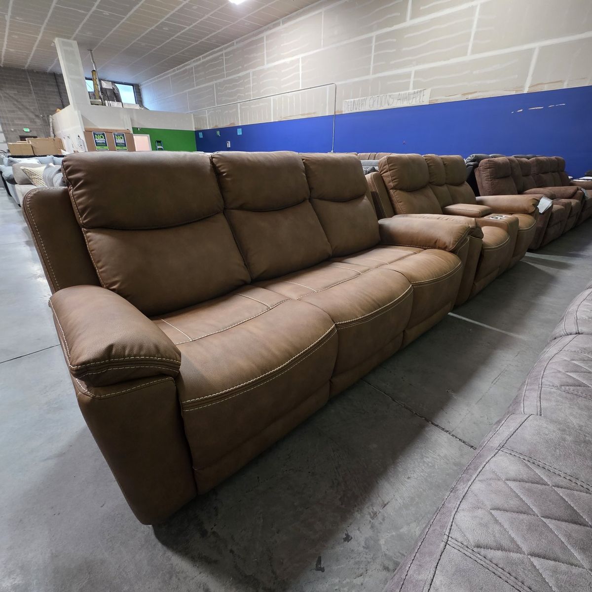 LIGHT BROWN MANUAL RECLINING SOFA & LOVESEAT SET