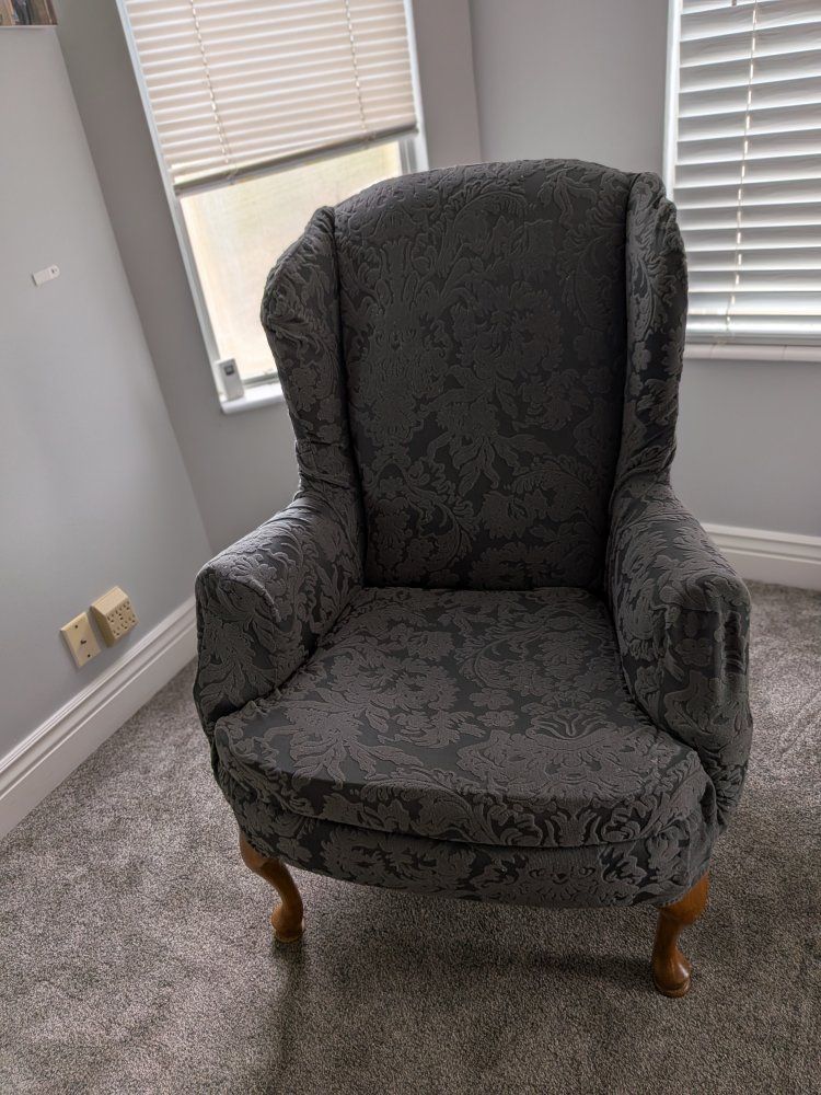 Vintage Queen Ann Style Wingback Armchair