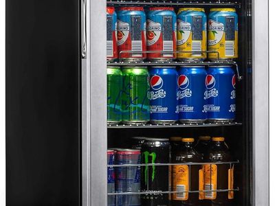 17 in. 90 (12 oz.) Can Freestanding Beverage Cooler Fridge with Adjustable Shelves, Stainless Steel