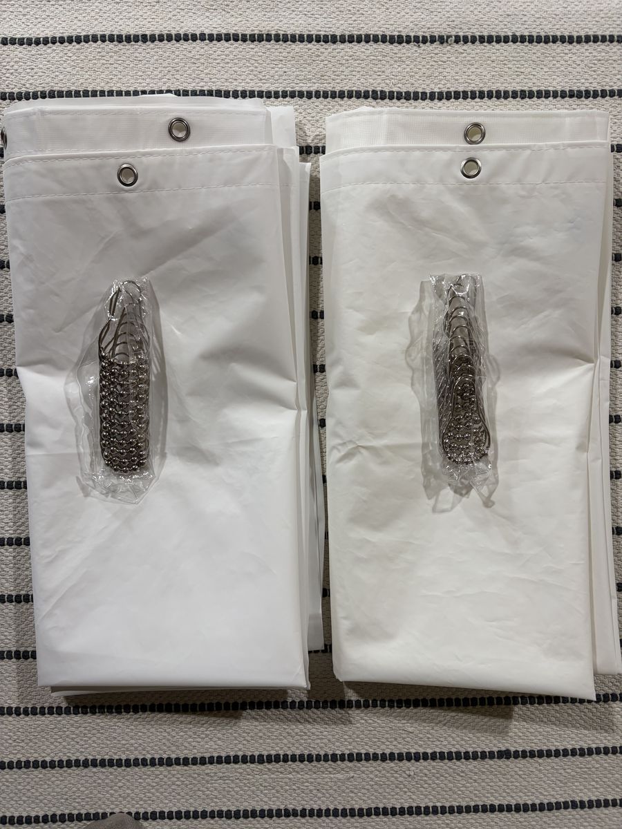 2 Plastic Shower Curtains and Hooks