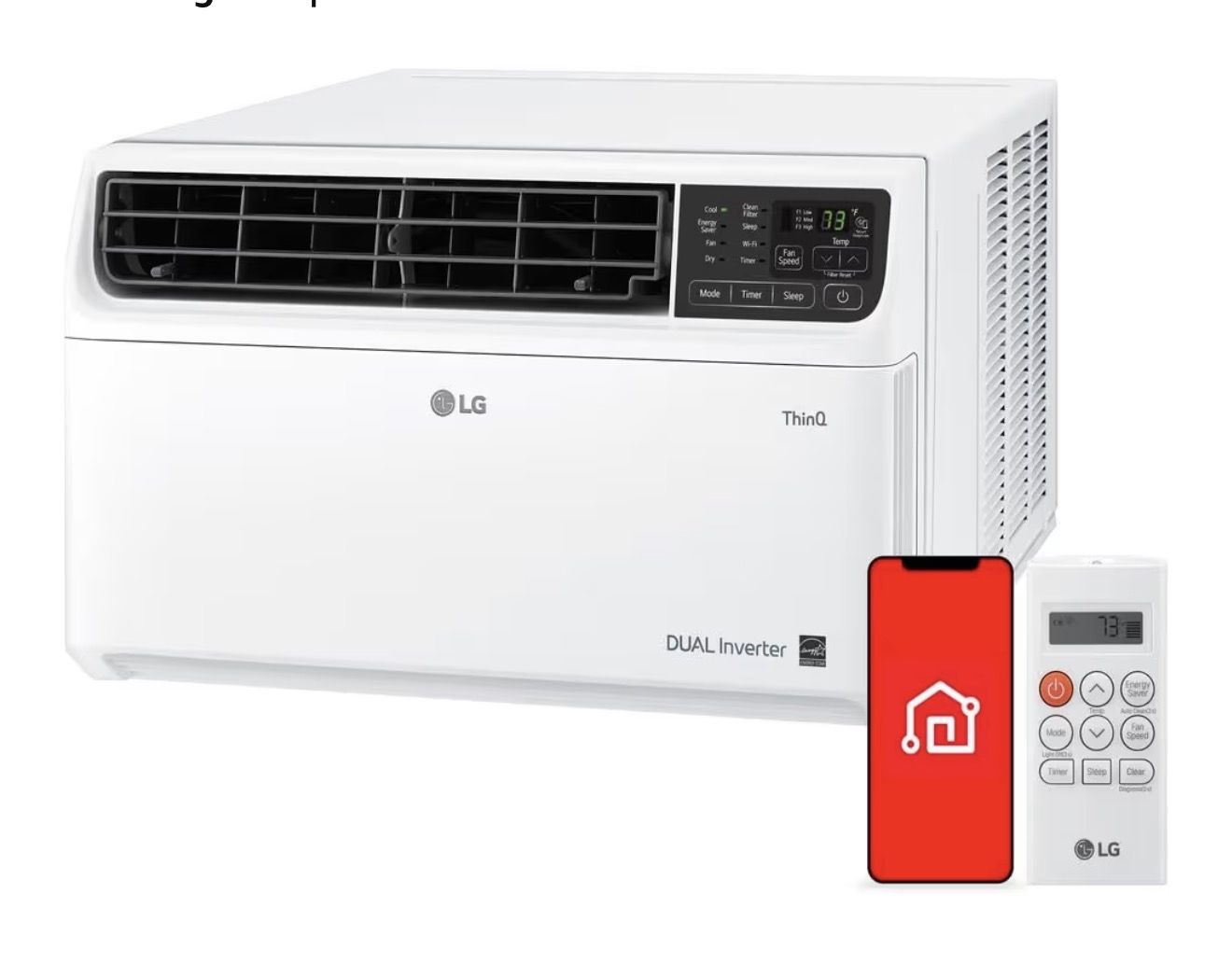 LG 14,000 BTU DUAL Inverter Smart Window Air Conditioner, 115V, Cools 800 Sq. Ft