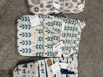 Wonderland Canvas Organizer Pouches - Travel, Leaf, & Floral Patterns - Handmade Set