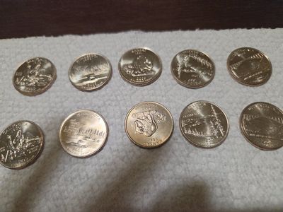 2005 state quarters uncirclated p&d 10 coin set 25
