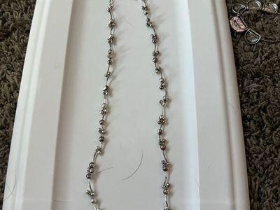 Silver-Tone Beaded Chain Necklace - Adjustable Clasp