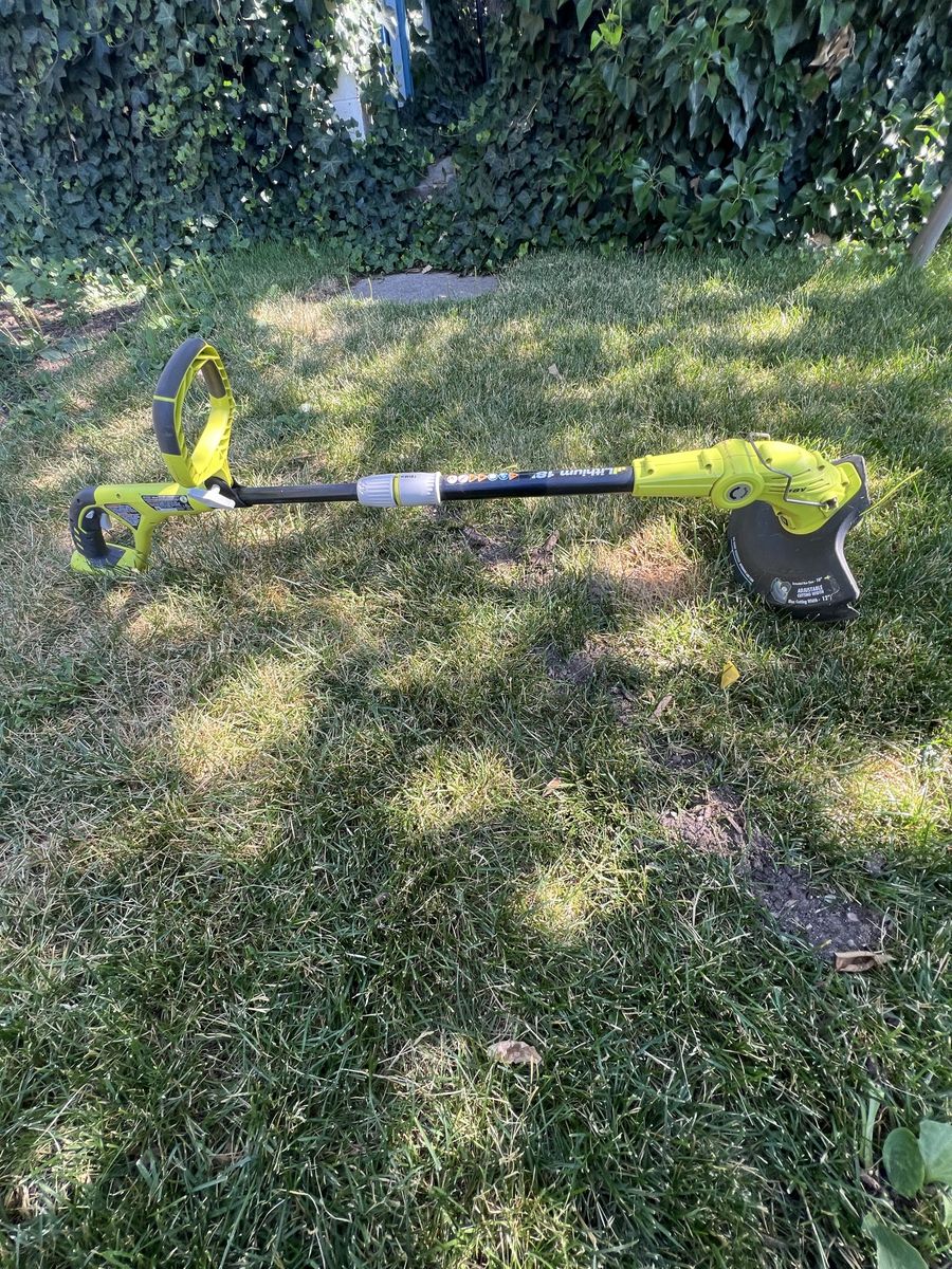 Ryobi 18V P2006 Cordless String Trimmer - 12" Cutting Width, Battery-Powered