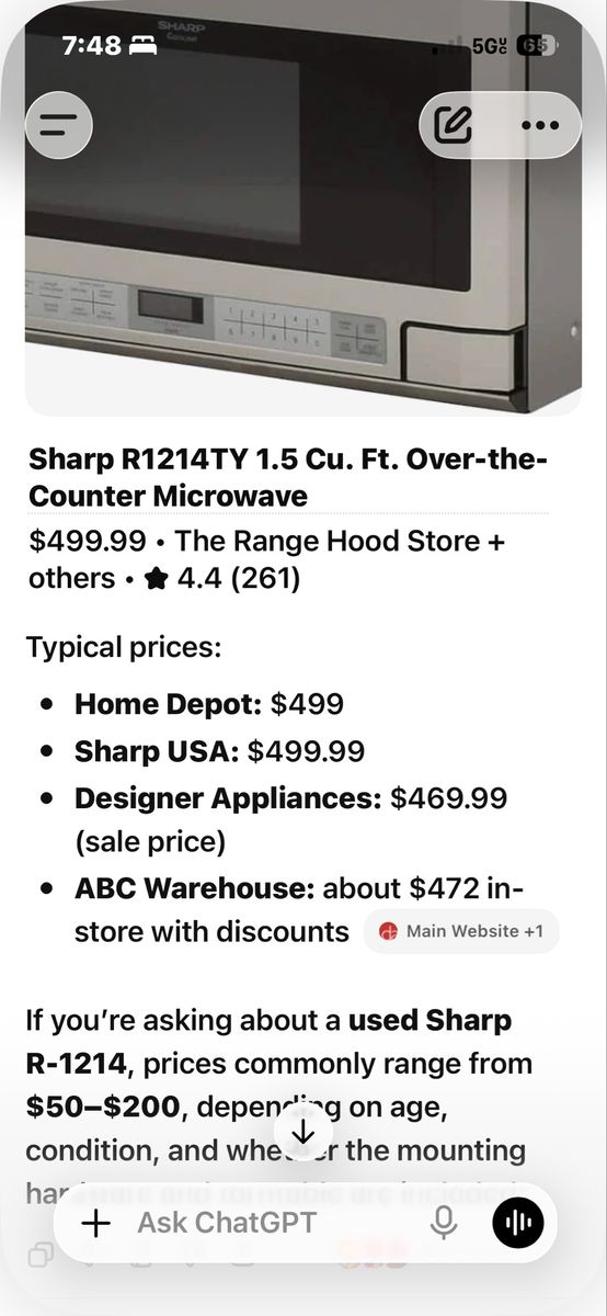 Over the counter stainless steel microwave
