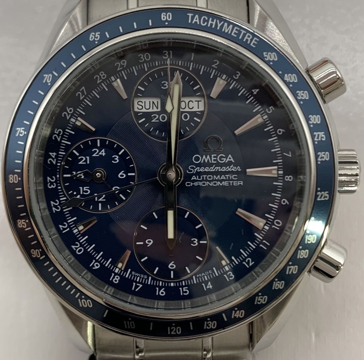 Omega Speedmaster Day-Date Blue Dial Automatic Men's Watch 3222.80