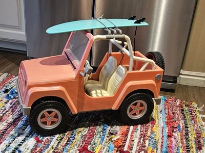 Pink Toy Jeep Vehicle with Surfboard for 18" doll