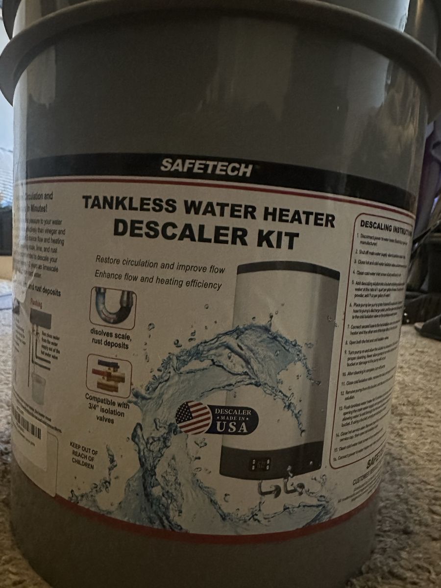 Tankless water heater descaling kit
