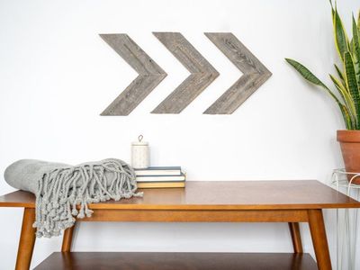 3pc Rustic Wooden Chevron Hanging Wall Decor - Farmhouse/ Modern dk walnut color