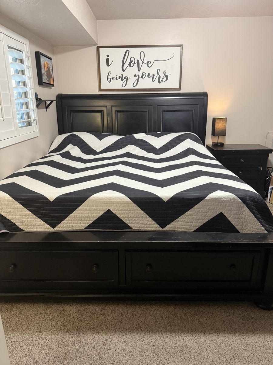 Solid King Sized Bed W/ Nighstand -Need Gone ASAP