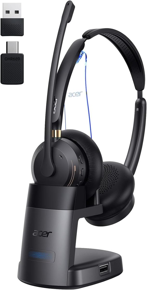 NEW Wireless Headset with Mic for Work,Bluetooth Headset for Clear Call ＆ Meeting, Work Headset with Charge Stand for Remote