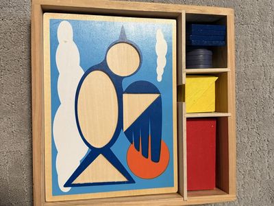 Melissa & Doug Wooden Montessori Tangram Puzzle Set with 10 Boards and Storage Box - Educational Geometric Shapes Toy