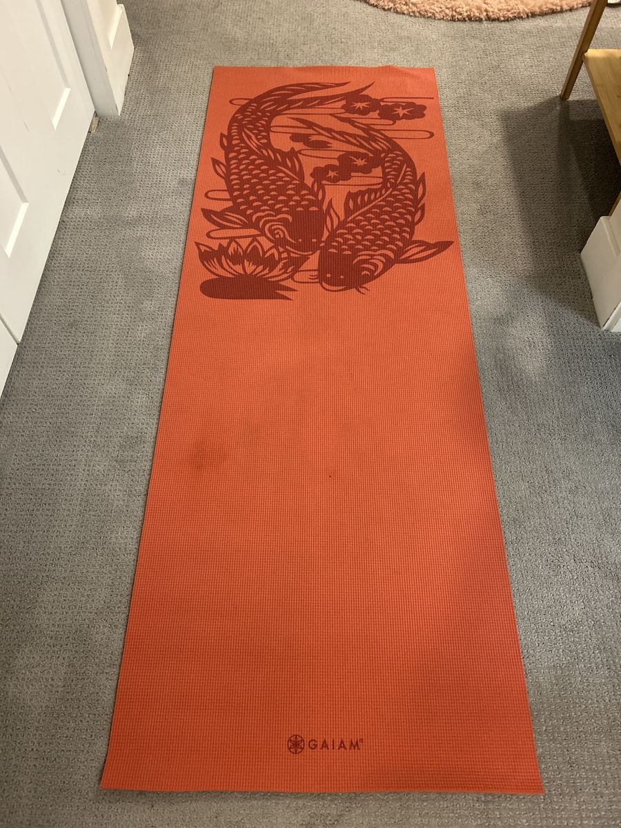 Gaiam Yoga Mat - Red with Koi Fish Design