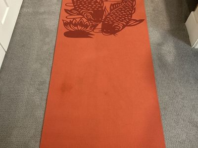 Gaiam Yoga Mat - Red with Koi Fish Design