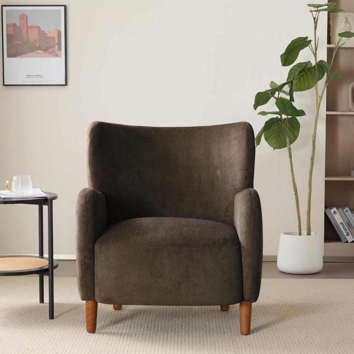 New! Retails over $400. Christopher Knight Home Dolly Mid-Century Modern Velvet Upholstered Wingback Club Chair, Living Room 