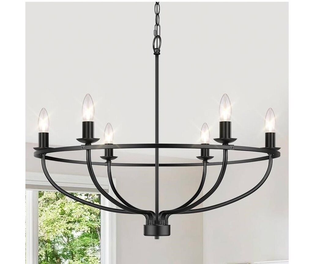 BLACK FINISH 6-LIGHT CHANDELIER