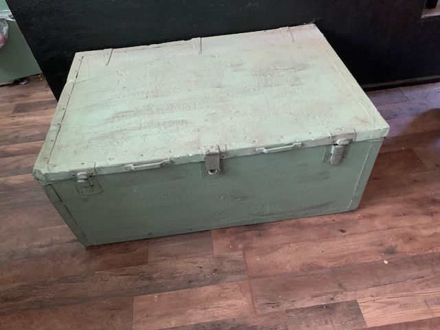 Vintage U.S. Army Corps of Engineers Portable Wood Storage Chest Trunk
