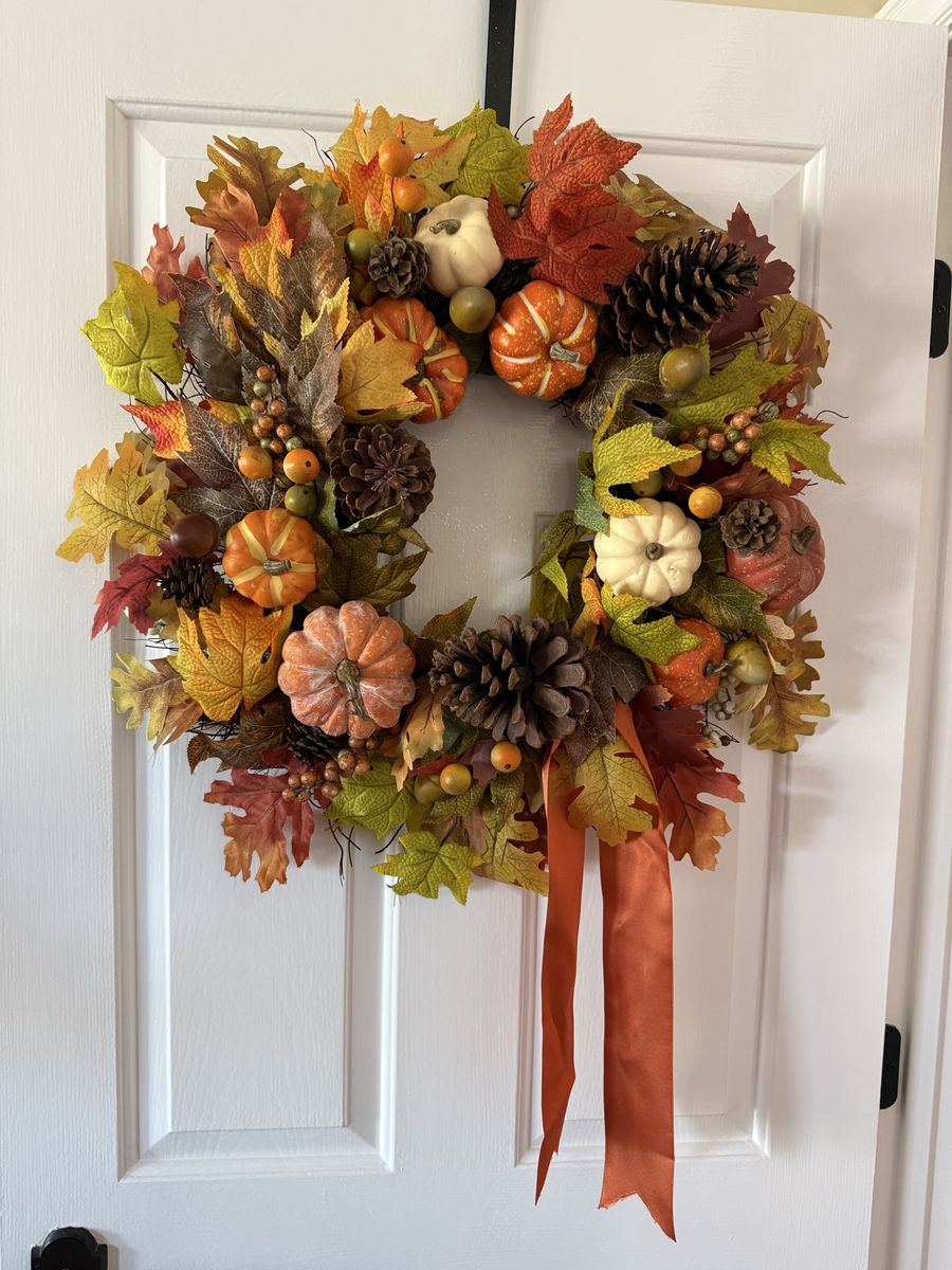 Large fall wreath 24” multi colored