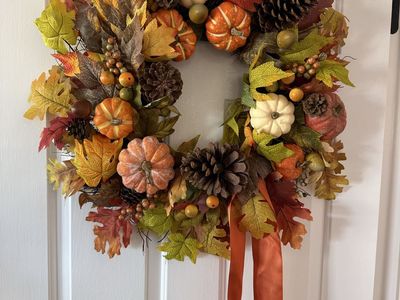 Large fall wreath 24” multi colored