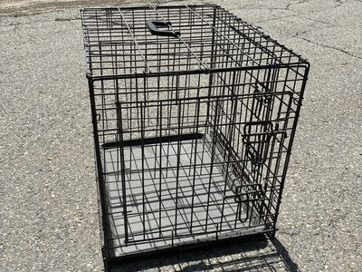 Collapsible Black Wire Dog Crate, Pet Kennel, Single Door, 24-inch, Travel/Training